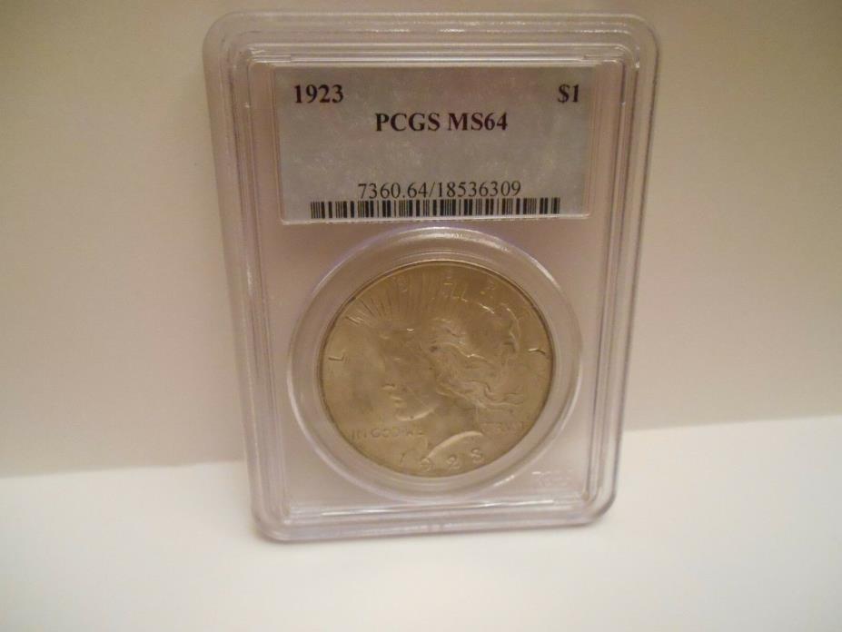 1923 P $1 Peace Dollar, Silver Dollar PCGS MS 64