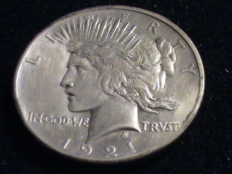 1921 P Peace Silver Dollar, key date, rim ding      S707