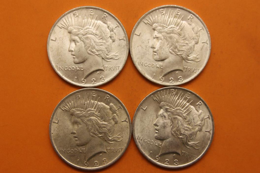 Lot of 4 1923 Silver Peace Dollars #28