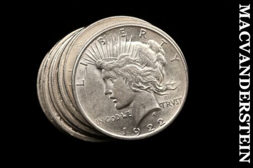 TWENTY COIN ROLL, MIXED PEACE DOLLARS- LUSTROUS !! SILVER !! #BL11
