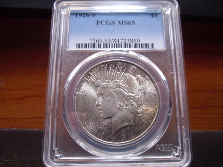 1926-S MS65 Peace Dollar PCGS Certified Gem - Lightly Toned
