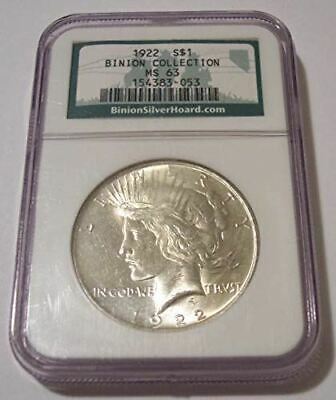 1922 Peace Silver Dollar MS63 NGC Binion Collection