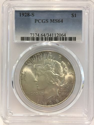 1928-S  Peace Silver Dollar $1 U.S. Rare Coin PCGS Certified MS 64