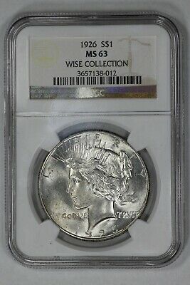 1926 PEACE SILVER DOLLAR $1 WISE COLLECTION NGC CERT MS 63 MINT STATE (012)