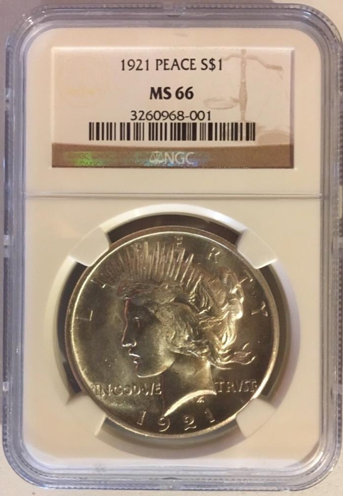 1921 HIGH RELIEF PEACE DOLLAR $1 NGC MS 66