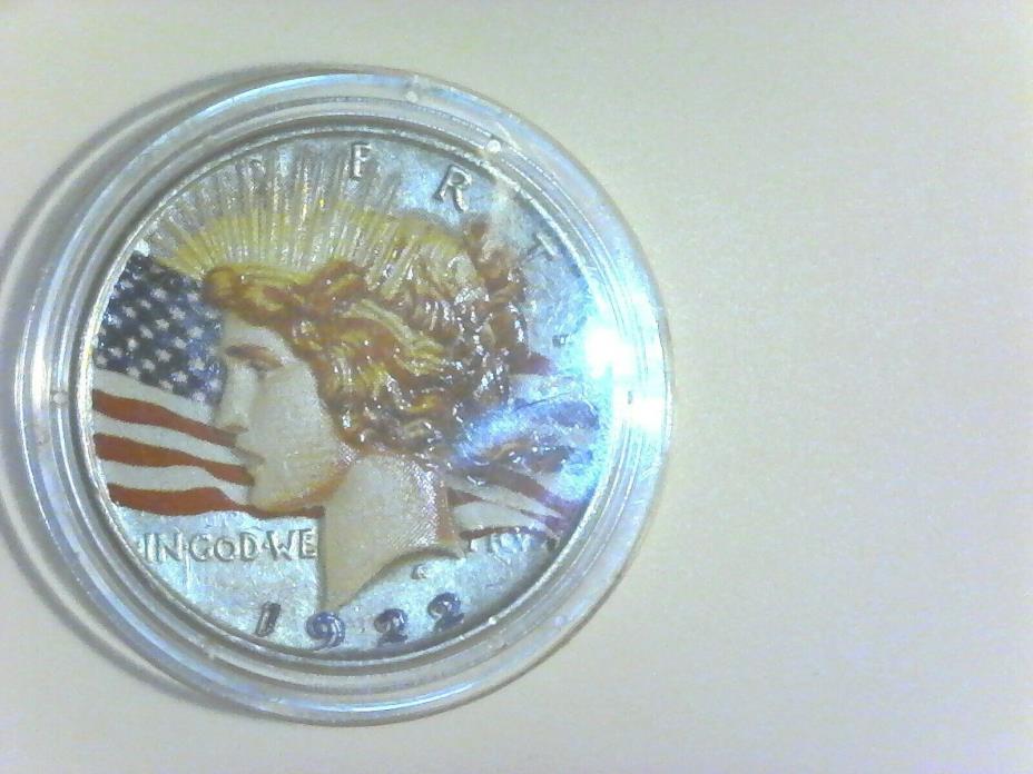 1922 peace dollar, uncirculate, colorized in original mint airtite free shipping