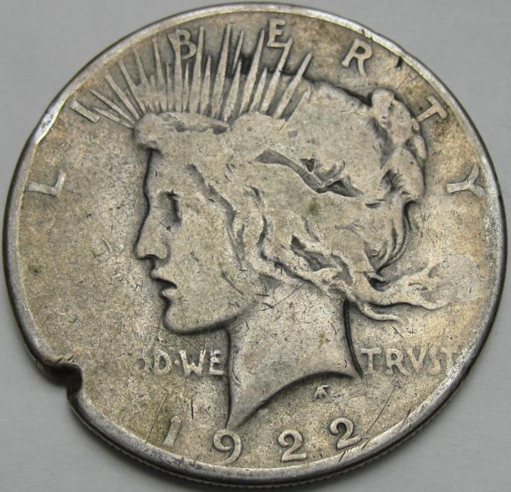 1922-S $1 Peace Dollar, Toned, Liberty Silver Dollar, 90% Silver, #12790