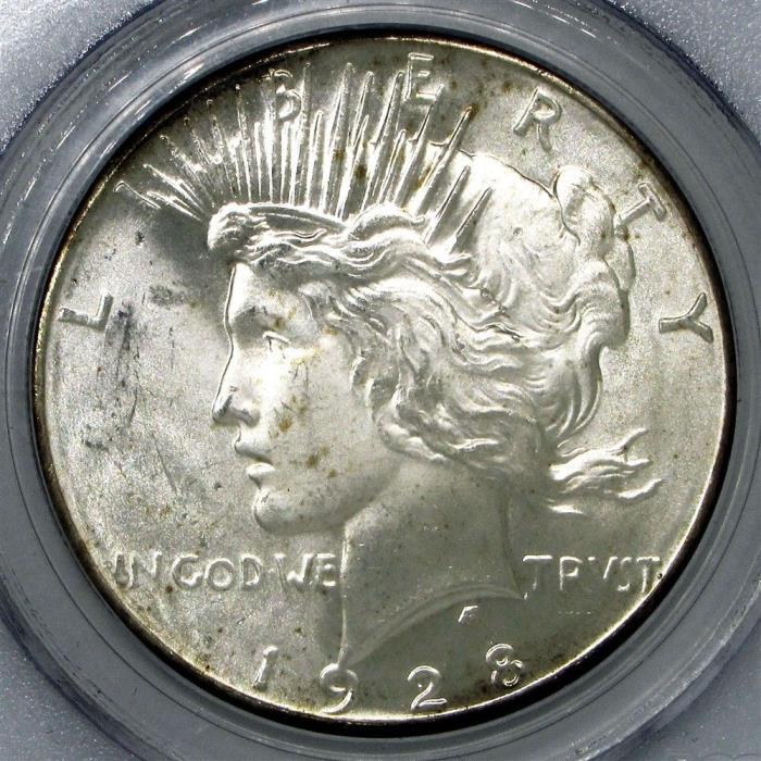 1928 Peace Dollar - PCGS MS64 - CAC Approved Choice UNC, Key Date White Silver