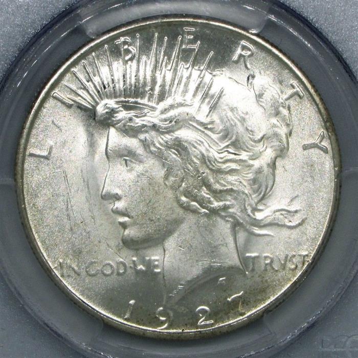 1927-S Peace Dollar - PCGS MS64 - CAC Approved, Choice UNC White Silver $1