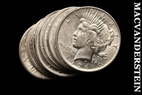 TWENTY COIN ROLL, MIXED PEACE DOLLARS- LUSTROUS !! SILVER !! #BL10
