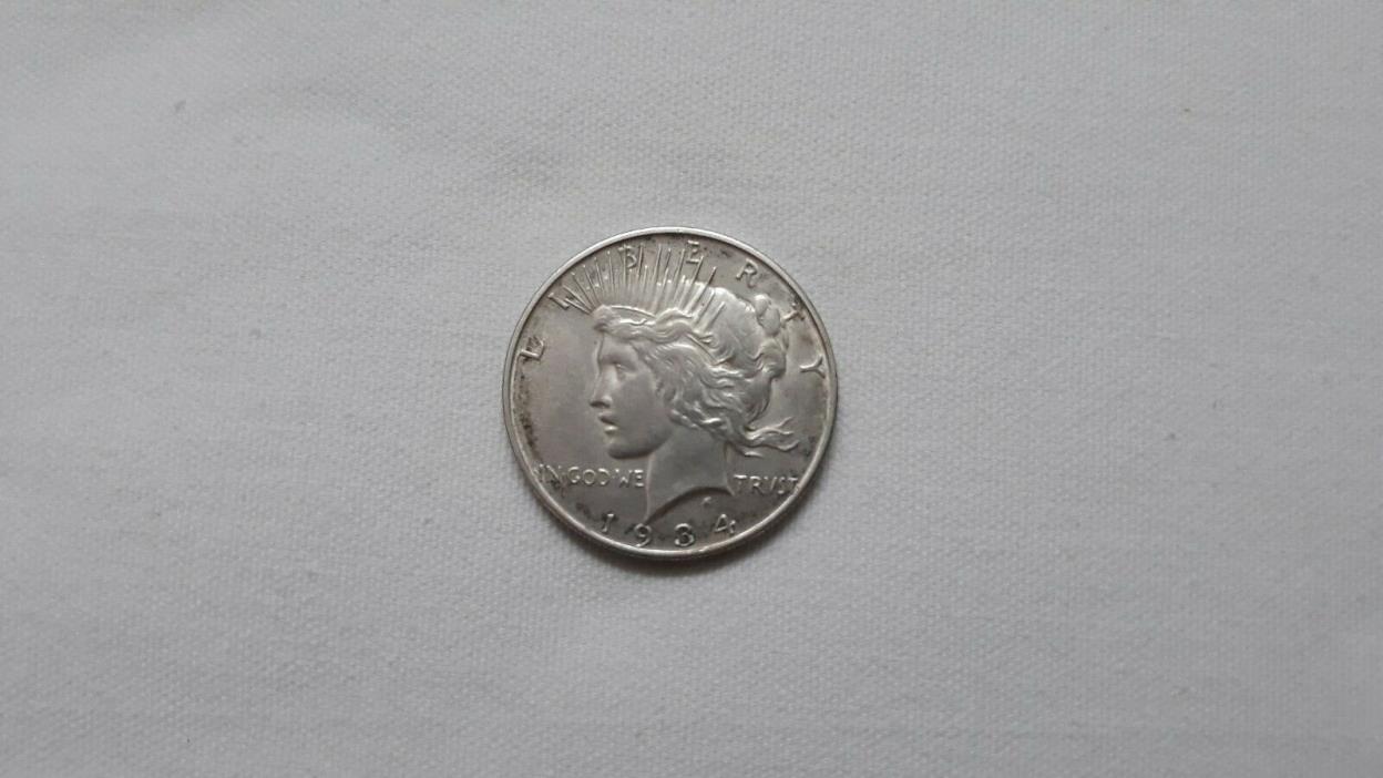 1934 D  Small D Mint Mark US Peace Silver Dollar