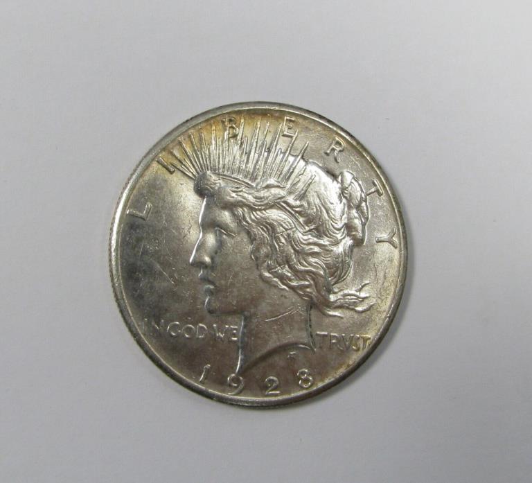 1928 - P PEACE SILVER DOLLAR RARE XF DETAILS KEY DATE COIN MINTAGE 360,649