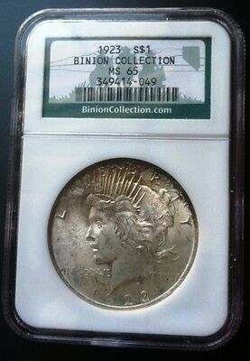 1923 Silver Peace Dollar Binion Collection Hoard NGC MS 65 Light Toning US Coin