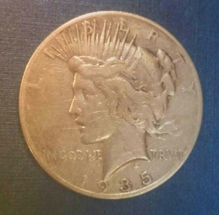 Authentic U S Peace Silver Dollar 1935-S ( 1921-1935)