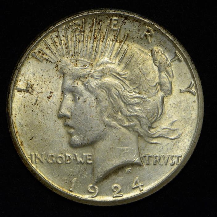 1924-S Peace Silver Dollar United States Coin AU+++ (cn4729)