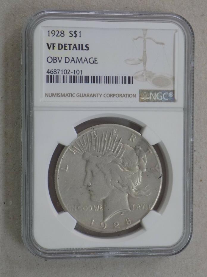 1928 $1 PEACE DOLLAR NGC VF DETAILS