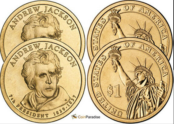 2008 P & D BU Andrew Jackson Dollars from US Mint Roll CP2281