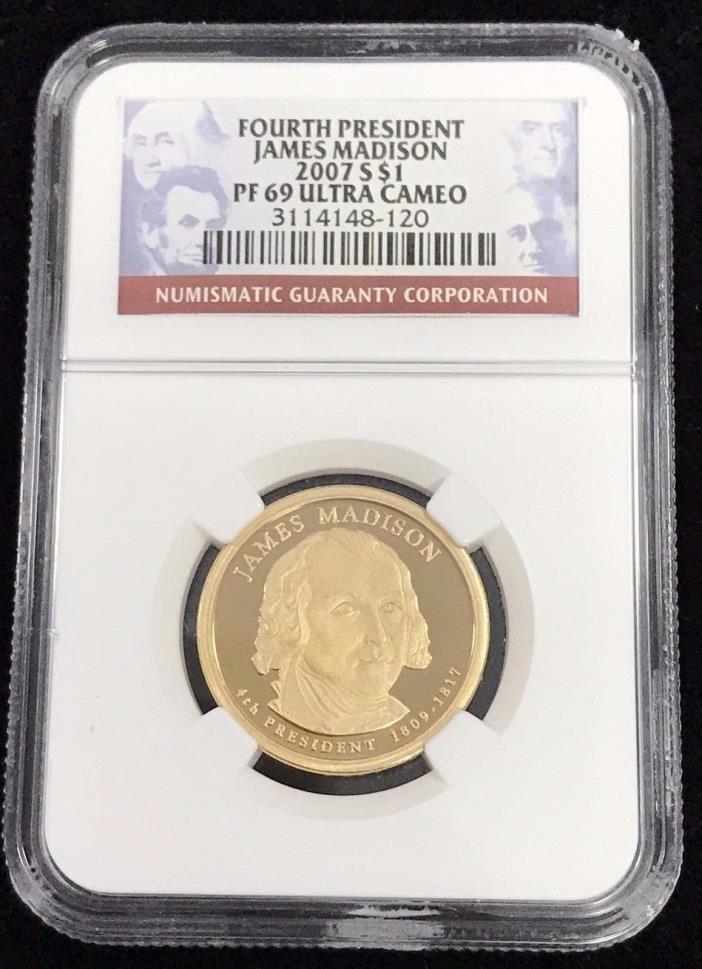 2007 S $1 Fourth President James Madison NGC PF 69 Ultra Cameo