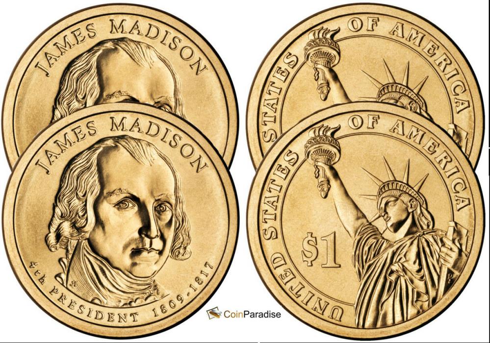 2007 P & D BU James Madison Dollars from US Mint Roll CP2278
