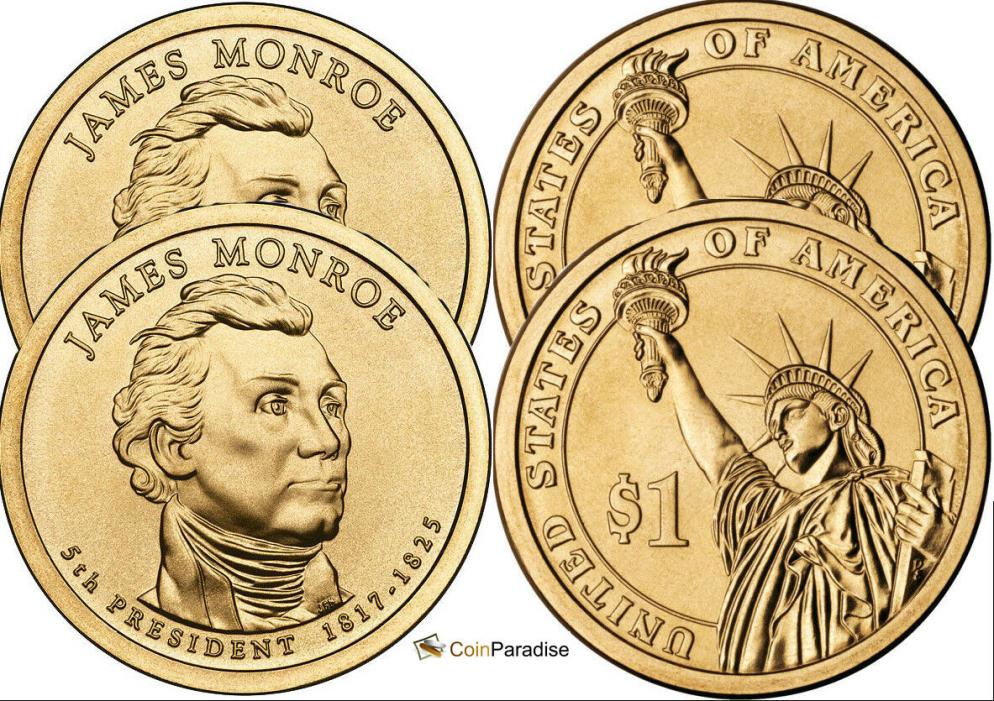 2008 P & D BU James Monroe Dollars from US Mint Roll CP2279