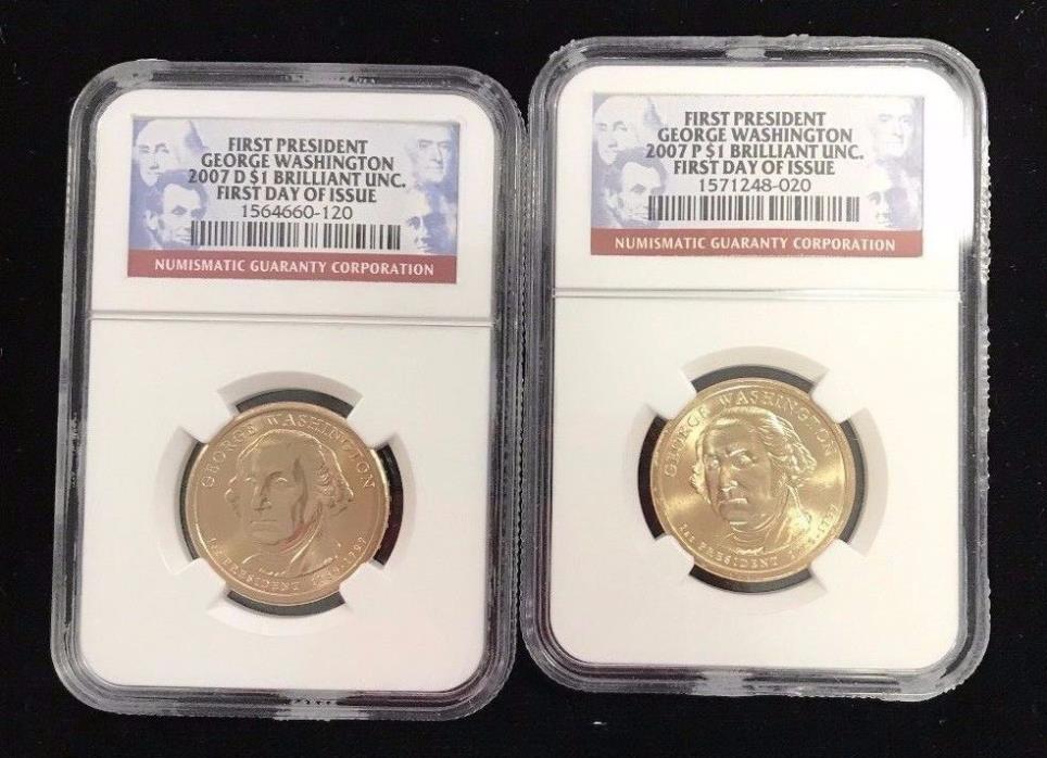 $1 2007 First President George Washington P & D NGC First Day of Issue Unc.