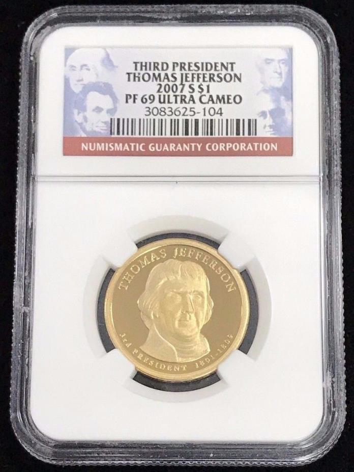 2007 S $1 Third President Thomas Jefferson NGC PF 69 Ultra Cameo