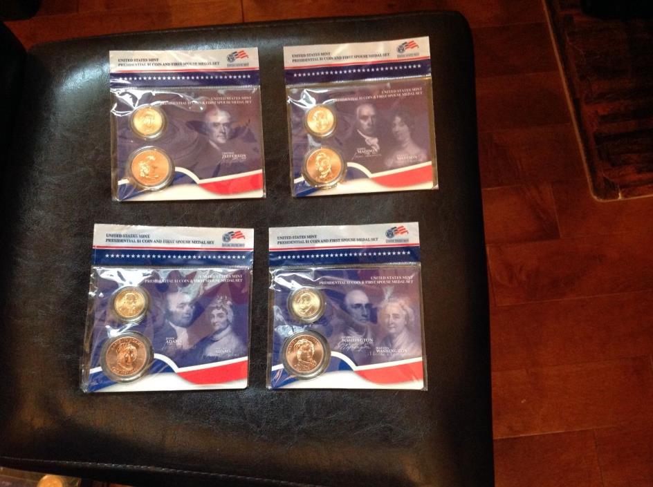 All 4 2007 Presidential $1 Coin & First Spouse Medal Set