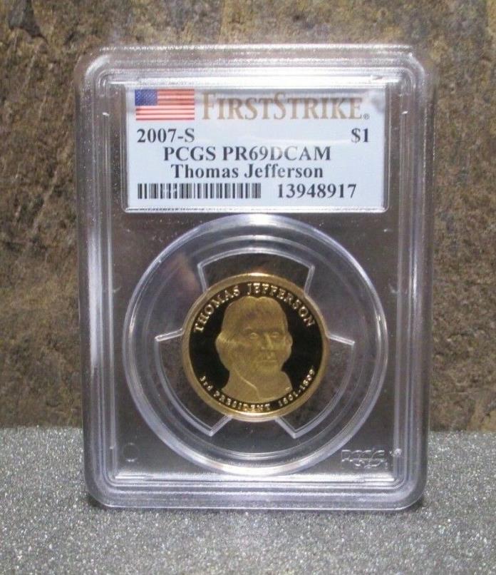 2007-S  $1 Certified PCGS PR69DCAM Thomas Jefferson $1 First Strike Proof Coin