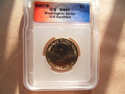 2007-D ICG MS 67 Washington Dollar New and Uncirculated
