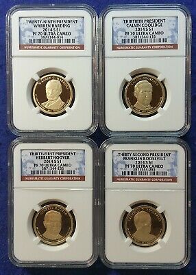 2014 S NGC PF70 PRESIDENTIAL DOLLAR PROOF COIN SET