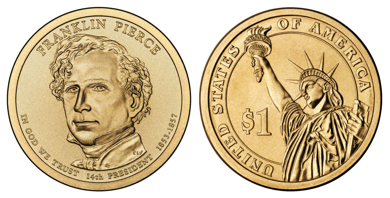 2010 P & D BU Franklin Pierce Dollars from US Mint Roll  CP2288