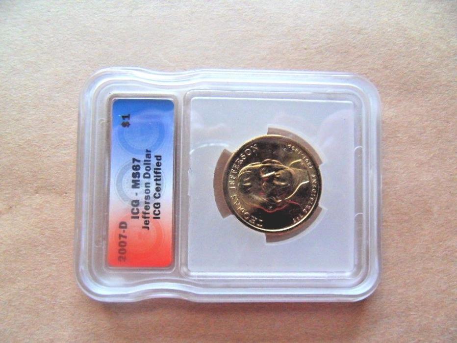 2007-D ICG - MS 67 Jefferson Dollar, New & Uncirculated