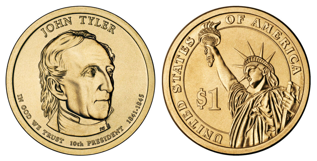 2009 P & D BU John Tyler Dollars from US Mint Roll CP2284