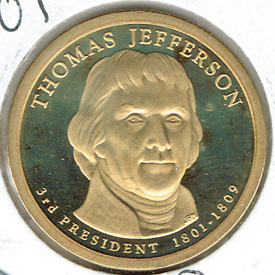 2007-S $1 Thomas Jefferson Proof 3RD Presidential Dollar Coin!