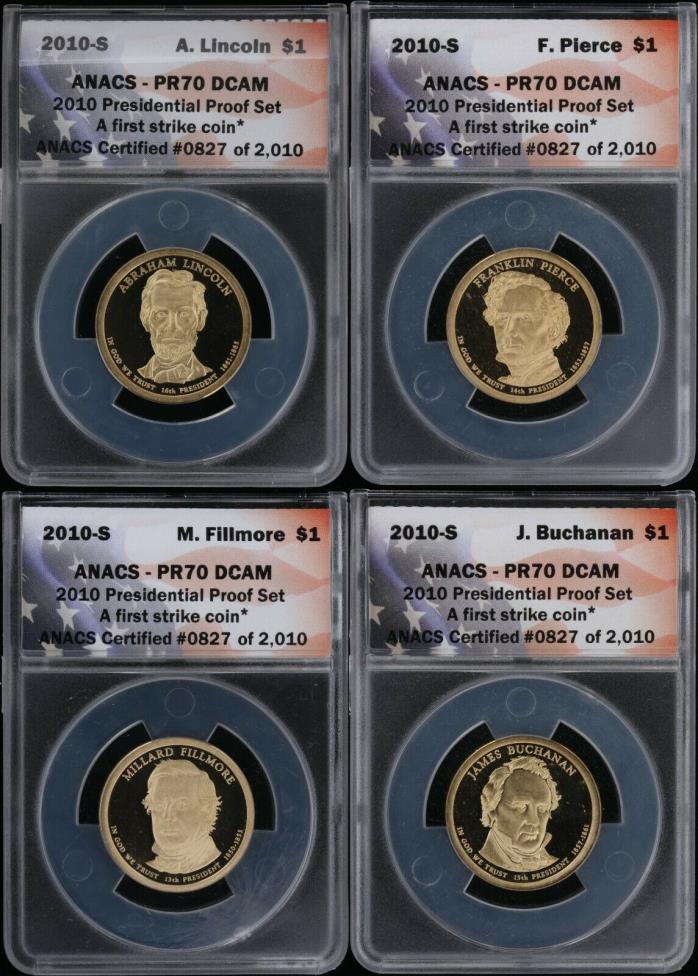 2010 Proof Presidential Dollar Set - ANACS - PF70 DCAM