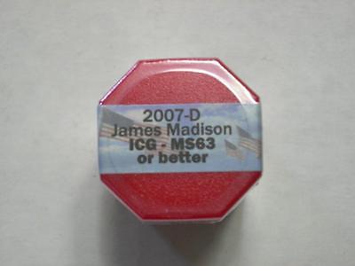2007-D MADISON 20 COIN DOLLAR ROLL GRADED BY ICG- MS63 OR BETTER SEALED