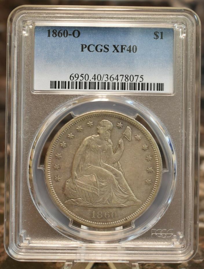 1860-O Seated Liberty Dollar PCGS XF-40 1860 O $1 Silver Coin Seated Lib. Coins