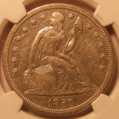 ALMOST UNCIRCULATED 1850 O Seated Liberty Silver Dollar NGC AU 50