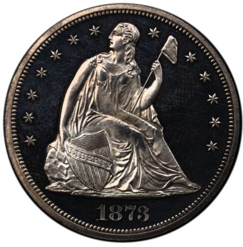 1873 $1 SEATED LIBERTY DOLLAR PCGS PR64CAM