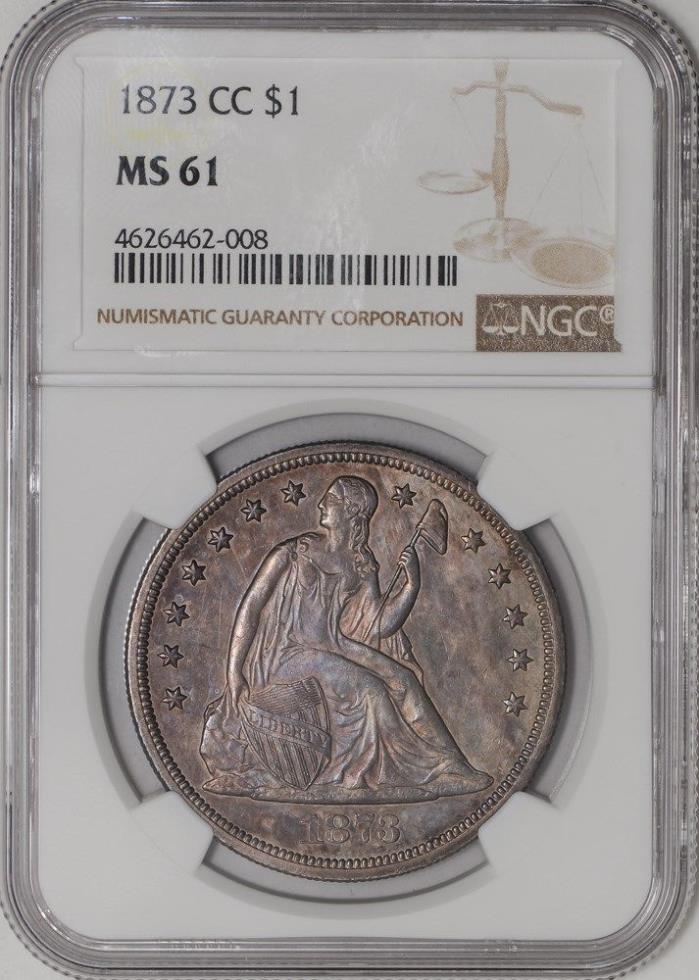 1873-CC Seated Liberty Dollar $ #936942-1 MS61 NGC