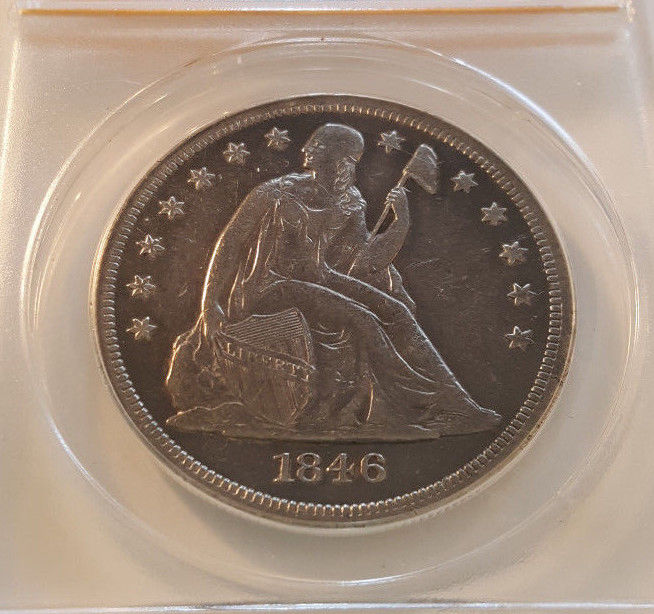 Beautiful 1846-O SEATED LIBERTY $1 Silver Dollar ANACS EF 45 Rare New Orleans XF