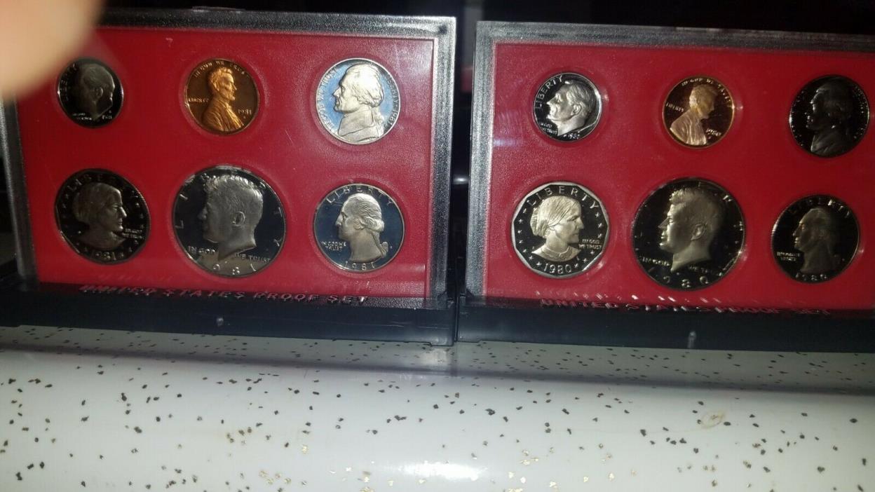 2 Consecutive Years 1980/81 s DCAM Proof Set W/ Last Year Susan B Anthony Dollar