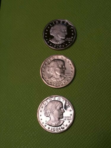 1979,80,81 SUSAN B. ANTHONY CAMEO PROOF San Fran Mint BEAUTIFUL SERIES OF COINS.