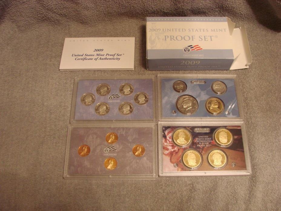 2009-S UNITED STATES MINT PROOF (18) COIN SET WITH COA, BOX