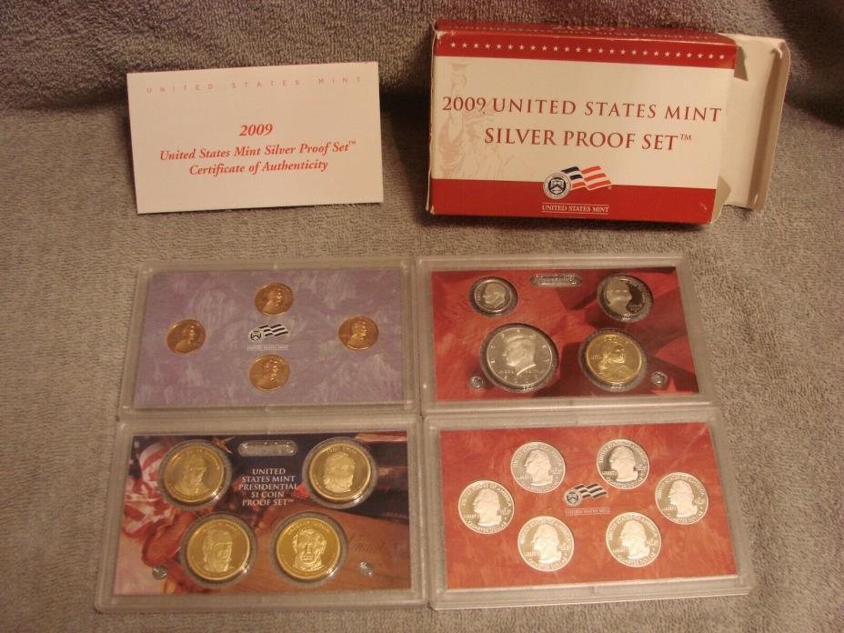 2009-S UNITED STATES MINT SILVER PROOF (18) COIN SET WITH COA
