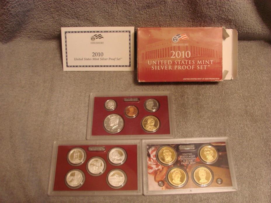 2010-S UNITED STATES MINT SILVER PROOF (14) COIN SET WITH COA