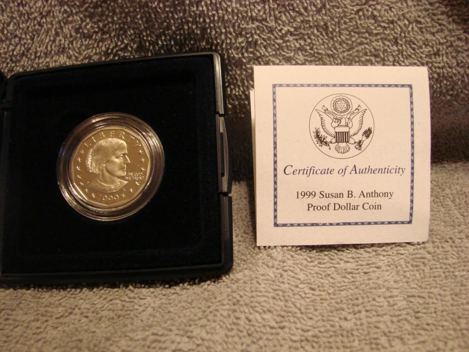 1999 Susan B. Anthony Proof Dollar with Original Box and COA