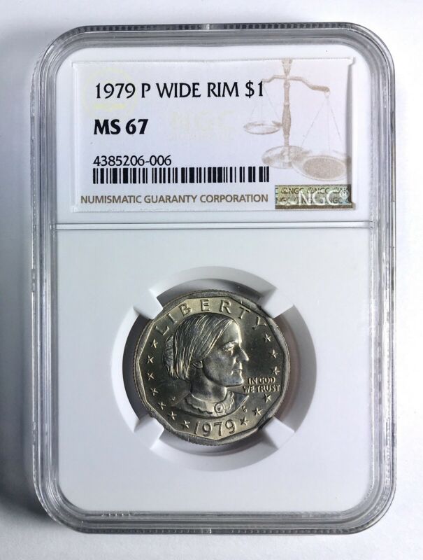 1979-P Wide Rim Near Date Susan B. Anthony Dollar NGC MS67 Top 100 Modern Coins