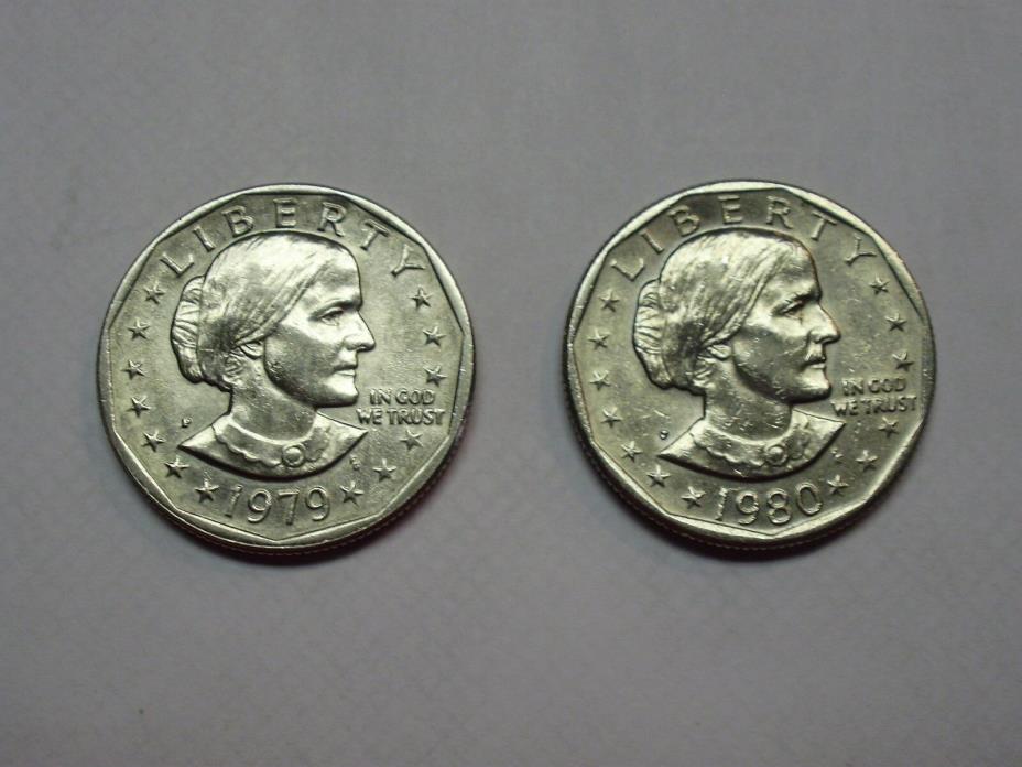 1979 P 1980 P Susan B Anthony Dollars in a Nice Circulated Condition