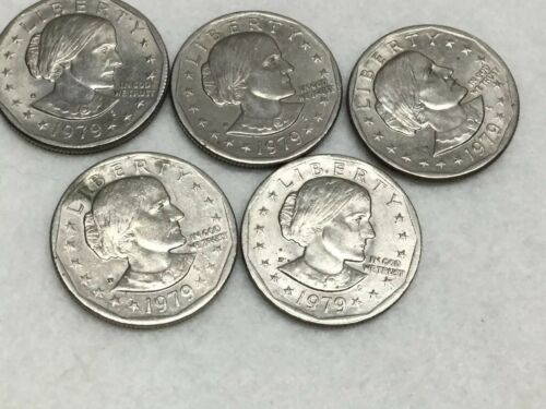 1979 Susan B Anthoney One Dollar Coin Clad Lot 5 Coins